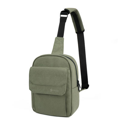 Picture of TULLIO Small Camera Bag Crossbody Nylon Sling Bag Purse Waterproof Dslr Bag Compatible with Nikon Sony for Men and Women Ash green