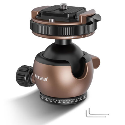 Picture of NEEWER Tripod Ball Head Mount Adapter, Low Profile Tripod Head Camera Ball Mount, Quick Lock with 1/4" QR Plate Compatible with Peak Design Capture Camera Clip, 360° Pan 90° Tilt, Max Load 22lb, GM32
