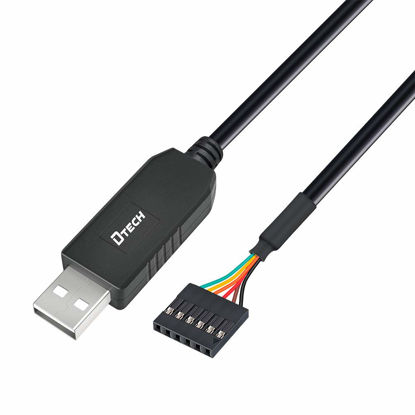 Picture of DTECH 3ft USB to TTL Serial Cable 3.3V 6 Pin UART Adapter Debug Cord Compatible with Windows 11 10 8 7 Linux MAC OS Genuine FT232RL Chip 6Pin 3v3 Level Signal 2.54mm Dupont Female Header