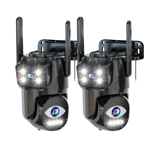 Picture of Security Cameras Outdoor Wifi,5G/2.4G Cameras for Home Security with Dual Lens,Motion tracking,Night Vision,24/7 continous record,Work With NVR/DVR Surveillance System,Weather Proof,SD/Cloud Storage