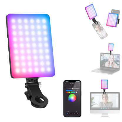 Picture of NEEWER VL67C RGB Selfie Light with APP Control, 94 LED CRI97 2000mAh Rechargeable, Cold Shoe Mount as Camera Light, Portable Front & Back Phone Clip for TikTok, Video Conference Light for Laptop