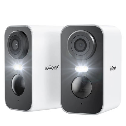 Picture of ieGeek Security Cameras Wireless Outdoor 2-Pack, 2K WiFi Surveillance Camera for Home Security, Battery Powered Security Cameras with Siren & Spotlight, AI Detection, App for Phone, IP65 Waterproof