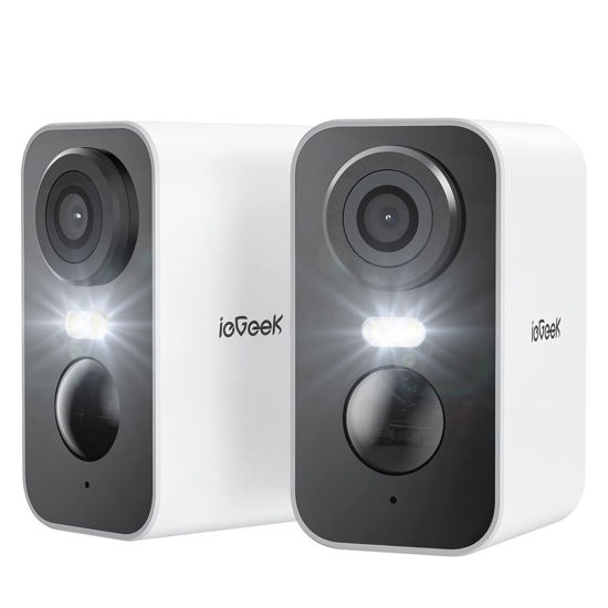 Picture of ieGeek Security Cameras Wireless Outdoor 2-Pack, 2K WiFi Surveillance Camera for Home Security, Battery Powered Security Cameras with Siren & Spotlight, AI Detection, App for Phone, IP65 Waterproof