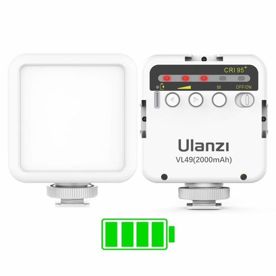 Picture of ULANZI VL49 2000mAh LED Video Light w 3 Cold Shoe, Rechargeable Soft Light Panel for DJI OSMO Mobile 3 Pocket Zhiyun Smooth 4 Sony RX100 VII Canon G7X Mark III A6400 6600 Action Camera 13 9 8 Vlogging