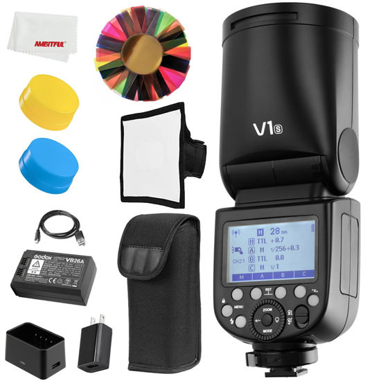 Picture of Godox V1-S V1S Flash, 76Ws 2.4G TTL Round Head Flash Speedlight for Sony, 1.5 sec Recycle Time,1/8000 HSS, 480 Full Power Shots, Interchangeable 3000mAh Lithimu Battery