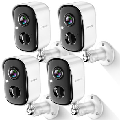 Picture of Security Cameras Wireless Outdoor, 2K Battery Powered WiFi Cameras for Home Security with AI Motion Detection, Color Night Vision, Spotlight, Siren, Waterproof, SD/Cloud Storage - 4 Pcs
