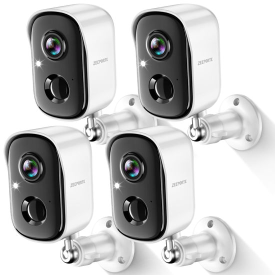 Picture of Security Cameras Wireless Outdoor, 2K Battery Powered WiFi Cameras for Home Security with AI Motion Detection, Color Night Vision, Spotlight, Siren, Waterproof, SD/Cloud Storage - 4 Pcs