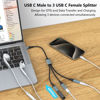Picture of USB C Splitter, USB C to 3 USB C Female Cable USB C Headphone Converter USB C to USB C OTG Splitter with Data Transfer Compatible with iPad Pro, iPad Air 6/5, MacBook, iPhone 15/15Pro, Galaxy S24/S23