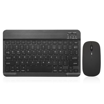Picture of Ultra-Slim Bluetooth Keyboard Portable Mini Wireless Keyboard Rechargeable for Apple iPad iPhone Samsung Tablet Phone Smartphone iOS Android Windows (10 inch Black)