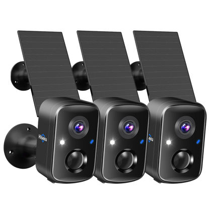 Picture of Hiseeu Security Cameras Wireless Outdoor, 3pcs Solar Powered 3K 4MP Surveillance WiFi Cameras for Home Security Outside, PIR/AI Motion Detection, Waterproof, Color Night Vision, 2-Way Audio, Black
