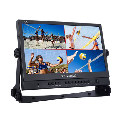 Picture of FEELWORLD ATEM156 Quad-Split Monitor 4K 15.6" Director’s Monitor with 4 x HDMI I/O Live Streaming Broadcast Monitor for Switchers, Mixer, Studio, Television