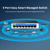 Picture of 8 Port Gigabit Switch, Easy Smart Managed Ethernet Switch, Network Hub, Ethernet Splitter, Plug & Play, Fanless Metal Design, VLAN, Qos&IGMP Snooping, Desktop or Wall Mount