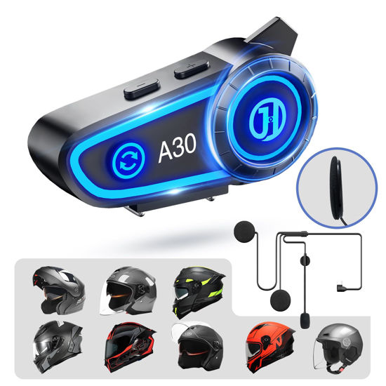 Picture of JZAQ Motorcycle Helmet Speakers Helmet Bluetooth Headset Headphone Automatic Answer Music Control,120 Hours Playing time High Sound Quality System Ultra Thin Cycling/Skiing/Riding 1200 mAh Battery