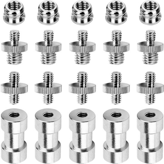 Picture of Anwenk 1/4 to 3/8 Screw Adapter Converter Threaded Screws Adapter Spigot Screw Mount Set for Camera Tripod Monopod Ballhead Flash Light Stand Shoulder Rig