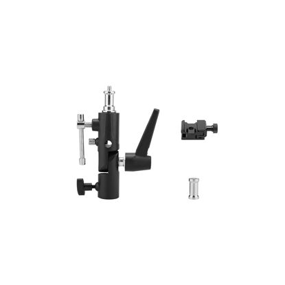 Picture of TENBEST All Metal Camera Flash Bracket with Cold Shoe Mount, Adjustable Speedlite Swivel Light Stand Bracket with Umbrella Holder,1/4 to 3/8 Adapter Screw for Flashes Studio LED Lights