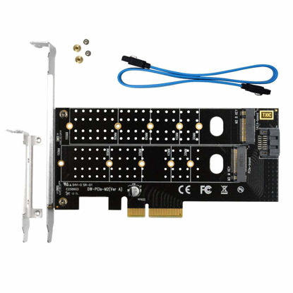 Picture of GODSHARK Dual M.2 PCIe Adapter, M.2 NVME SSD (M Key) or M.2 SATA SSD (B Key) 22110 2280 2260 2242 2230 to PCI-e 3.0 x4 Host Controller Expansion Card with Low Profile Bracket for PC Desktop
