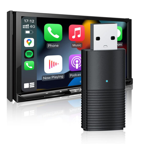 Picture of DRERYRIT Wireless CarPlay Adapter for Apple, Plug and Play Low Latency Mini Car Play Dongle Converts Wired to Wireless, Auto-Connect for Cars with OEM Wired Carplay from 2016 and iOS 10+ (Black)