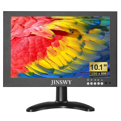 Picture of JINSWY 10.1" Small HDMI Monitor, Security Monitor Screen 1280 x 800 16:10 IPS Metal Mini CCTV Monitor Support HDMI/VGA/AV/BNC/USB Input with Remote, Speakers, Suitable for Security Camera