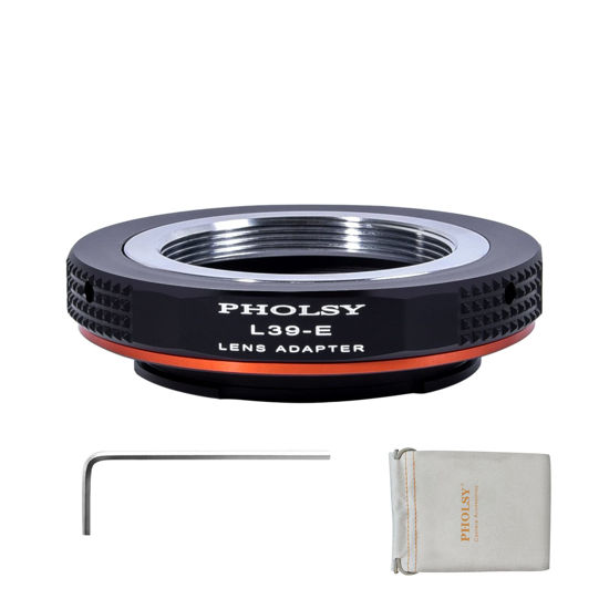 Picture of PHOLSY Lens Mount Adapter Compatible with Leica M39 L39 LTM 39mm Lens to E-Mount Camera Compatible with Sony a1, a9, a7S, a7R, a7C, a7, a6600, a6500, a6400, a6300, a6100, a6000, a5100, NEX-7/6/5