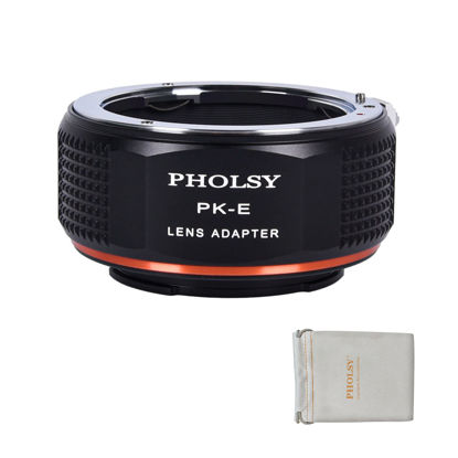 Picture of PHOLSY Lens Mount Adapter Manual Focus Compatible with Pentax K (PK) Lens to Sony E (NEX) Mount Camera, PK to E, PK to NEX