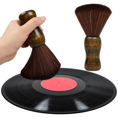 Picture of Vinyl Record Cleaner Brush, Anti Static Dust Remover with Fine Fiber Bristles, Wood Record Brush Accessories for Vinyl Albums LP CD Cartridge (Brownish Green)