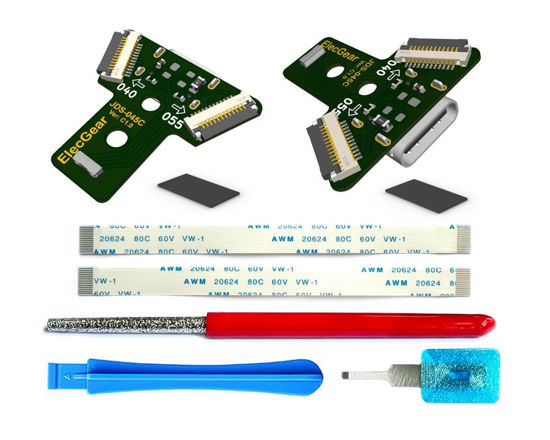 Picture of ElecGear 2X USB C Charging Port PCB for 2nd Gen PS4 Controller, Upgrade DS4 from Micro-USB Input Port to USB Type-C Connector Adaptor Replacement for JDS-040, JDS-055, Flex Cable Repair Tool incl.