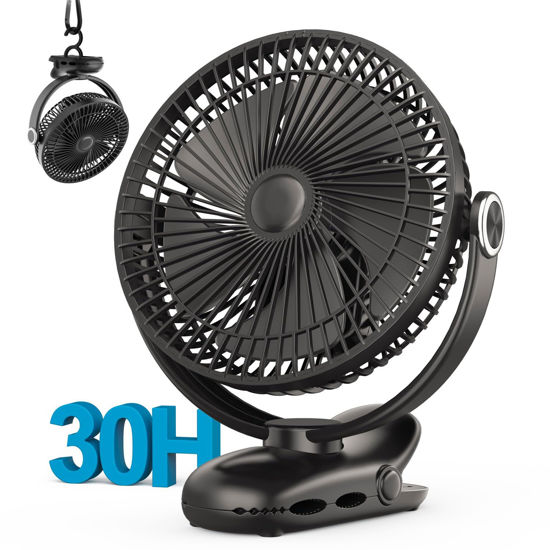 Picture of 10000mAh 30hrs Rechargeable Fan Portable, 8 Inch Clip on Fan, Battery Operated Fan, Golf Cart Fan, 4 Speeds, Sturdy Clamp, Quiet USB Fan for Desk Treadmill Camping Truck Outdoor Travel Home Office