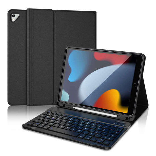 Picture of D DINGRICH iPad Case 10.2 inch with Keyboard, Slim Folio Smart Case for iPad 9th/8th/7th Generation - Built-in Pencil Holder - Rechargeable Bluetooth Keyboard for iPad Air 3rd Gen/iPad Pro 10.5"