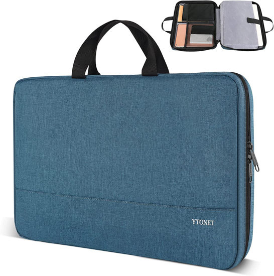 Picture of Ytonet Laptop Sleeve Case 15.6 Inch, Slim Water Resistant TSA Carrying Case with Handle, Protective Laptop Cover Compatible with HP Dell Lenovo Asus Notebooks, Gifts for Men Women, Deep Teal