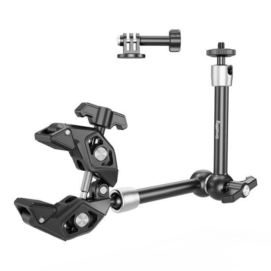 Picture of SMALLRIG Magic Arm Clamp Kit, Camera Mount Articulating Friction Arm w Super Clamp, w 1/4"-20 Screw and Thread Hole, for Camera, Light, Monitor, Webcam or Action Camera 1.5kg, for Table, Tube