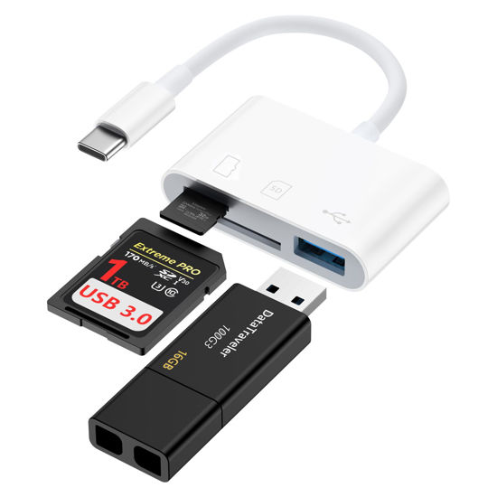 Picture of USB C SD Card Reader for iPhone 16/16 Pro/16 Pro Max/16 Plus/15,iPad Pro/Air/Mac/Laptop/Samsung Galaxy,Type C Memory Card Reader Micro SD Card Reader Card Adapter USBC to SD for Digital Camera,Android
