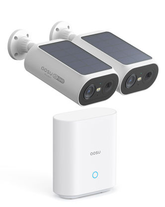 Picture of AOSU Solar Security Cameras Wireless Outdoor, 2Mins DIY Installation, No Subscription Cameras for Home Security System, 2K Color Night Vision Spotlight Camera, Local Storage, 5G& 2.4G WiFi, 2 Cam-kit