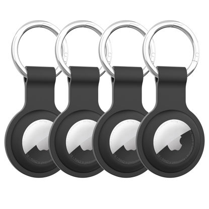 Picture of AirTag Holder AirTag Case Keychain Air Tag Holder, Silicone AirTags Key Ring Cases Tags Chain Apple GPS Item iTag Finders Accessories 4 Pack