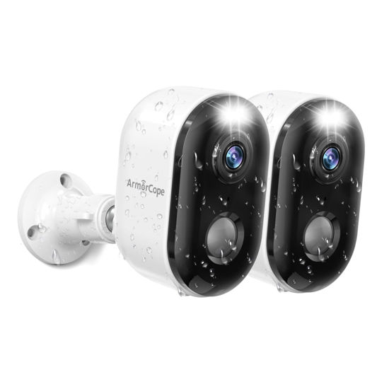 Picture of Armorcope Security Cameras Wireless Outdoor, Battery Powered 2k Color Night Vision, AI Motion Detection, IP66 Weatherproof, 2-Way Talk, SD/Cloud Storage, 2.4Ghz WiFi Cameras for Home Security(2 Pack)