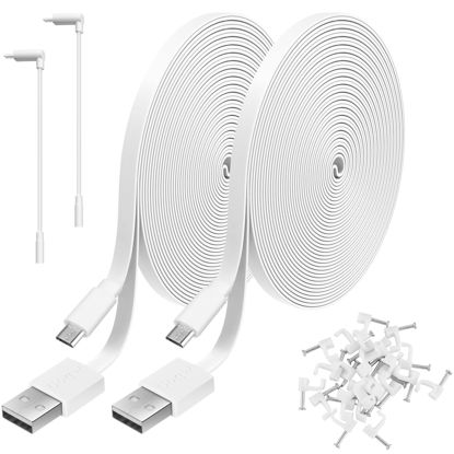 Picture of 2 Pack 25ft Power Extension Cable Compatible with Wyze Cam v4,Wyze Cam Pan v3,Wyze OG,Wyze Cam v3,WyzeCam,NestCam Indoor,Blink,Amazon Cloud Camera,USB to Micro USB Durable Charging and Data Sync Cord