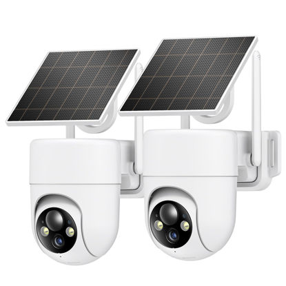 Picture of Oculview 2K Solar Security Cameras Wireless Outdoor, 2PCS Outdoor Camera Wireless with 360° View, Cameras for Home Security with Color Night Vision/2-Way Audio, 2.4GHz Wi-Fi Only