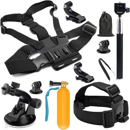 Picture of SHOOT 10-in-1 Accessory Kit for GoPro Accessories,Action Camera Accessories for GoPro Hero13 12 11 10 9 8 7 6 5 4 3+ 3 Hero Session 5 Black AKASO EK7000 Apeman SJ4000 5000 6000 DBPOWER AKASO