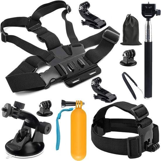 Picture of SHOOT 10-in-1 Accessory Kit for GoPro Accessories,Action Camera Accessories for GoPro Hero13 12 11 10 9 8 7 6 5 4 3+ 3 Hero Session 5 Black AKASO EK7000 Apeman SJ4000 5000 6000 DBPOWER AKASO