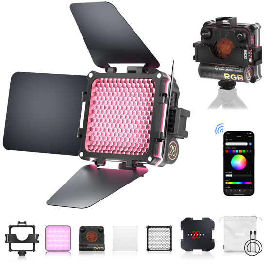 Picture of ZHIYUN FIVERAY M20C Combo [Official] RGB Video Light, 20W Portable Camera Light, HSI Mode, TLCI 96+, Temperature 2500K-10000K with 16 Light Effects, Support Magnetic Attraction and App with USB-C PD