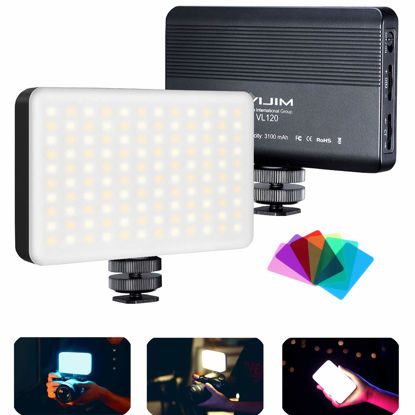 Picture of VIJIM VL120 LED Video Light on Camera, Mini Rechargeable 120 LED Photography Lighting Fill Lamp 3200K-6500K Bi-Color Dimmable, CRI95+, Built-in 3100mAh Battery for Canon Nikon Sony DSLR Cameras
