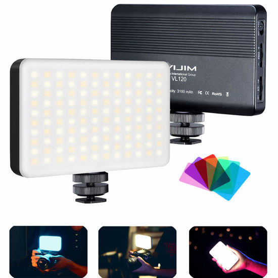 Picture of VIJIM VL120 LED Video Light on Camera, Mini Rechargeable 120 LED Photography Lighting Fill Lamp 3200K-6500K Bi-Color Dimmable, CRI95+, Built-in 3100mAh Battery for Canon Nikon Sony DSLR Cameras