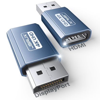 Picture of JSAUX 4K DisplayPort to HDMI Adapter 2-Pack, DP PC to HDMI Monitor Converter Video UHD 2K@120Hz,4K@30 DP to HDTV Male to Female Uni-Directional Adapter Compatible for Dell, Lenovo, HP,GPU, AMD -White