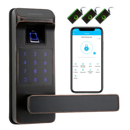 Picture of Harfo Smart Door Lock, Heavy Duty Keyless Entry Door Lock, Fingerprint Door Lock, Door Locks with Keypads, Full App Control Digital Door Lock, Keypad Lock Electronic Door Lock (Aged Bronze)