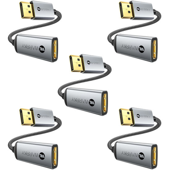 Picture of Warrky 4K DisplayPort to HDMI Adapter 5 Pack,[Metal Case, Gold-Plated Pins] Uni-Directional Display Port (DP) to HDMI Monitor Converter 1080P@120Hz Compatible for HP, AMD, NVIDIA. Male to Female.