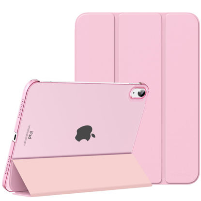 Picture of MoKo for iPad 10th Generation Case 2022, Slim Stand Hard PC Translucent Back Shell Smart Cover Case for iPad 10th Gen 10.9 inch 2022, Support Touch ID, Auto Wake/Sleep,Flowers Pink
