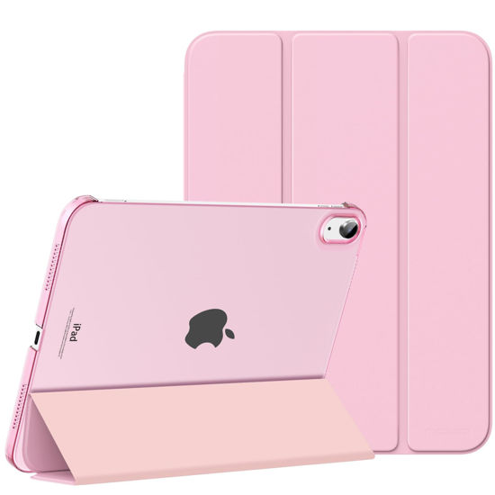 Picture of MoKo for iPad 10th Generation Case 2022, Slim Stand Hard PC Translucent Back Shell Smart Cover Case for iPad 10th Gen 10.9 inch 2022, Support Touch ID, Auto Wake/Sleep,Flowers Pink