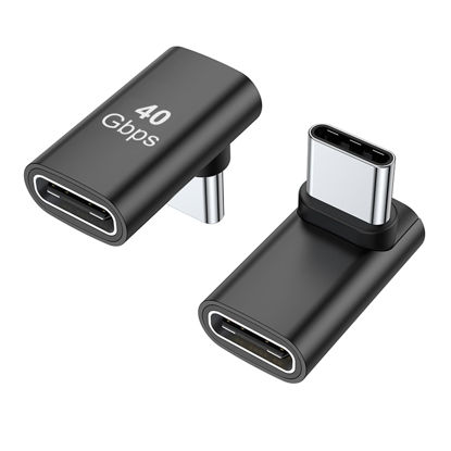Picture of AreMe 90 Degree USB-C Male to Female Adapter, 2 Pack Right Angle 100W Type-C Adapter Extender for Steam Deck, ROG Ally, Switch, Notebook Computers, Tablet and Mobile Phones (Black)
