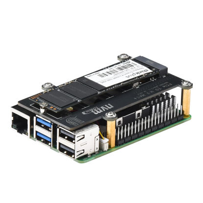 Picture of iUniker PCIe M.2 HAT+ for Raspberry Pi 5, Pi 5 NVMe SSD PIP PCIe Peripheral Board with Extra Screw Sets for 2280/2260/2242/2230 NVMe SSD for Raspberry Pi 5