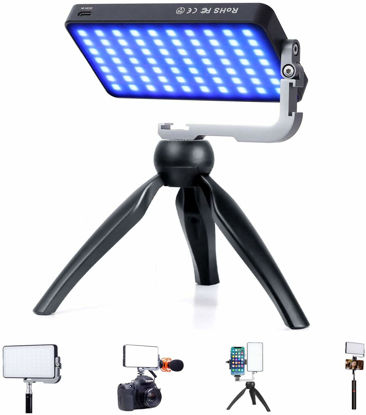 Picture of IVISII G2 Pocket RGB Camera Light,32Wh Built-in 4300mAh Rechargeable Battery 360°Full Color Gamut 9 Light Effects,2600-10000K LED Video Light Panel with Aluminum Alloy Body, Adjustable Tripod Stand