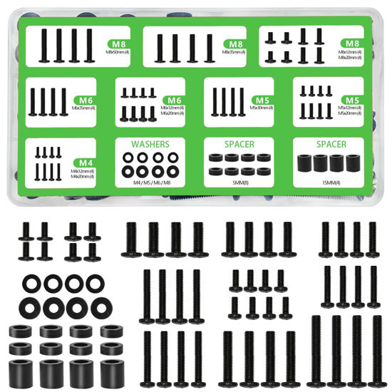 Picture of Nuyoah TV Mounting Screws with Organizer Box - Universal TV Mount Screws Hardware Kit Includes M4 M5 M6 M8 Replacement TV Screws, Washers and Spacers, Works with Any TV up to 80inches